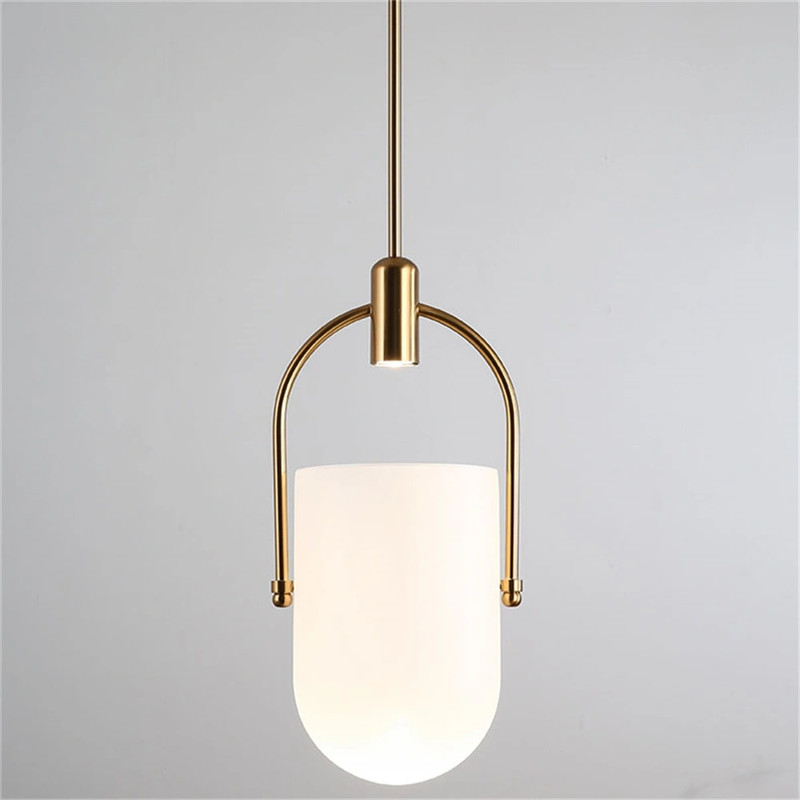 Metal Opal Glass Pendant Light for Dining Room